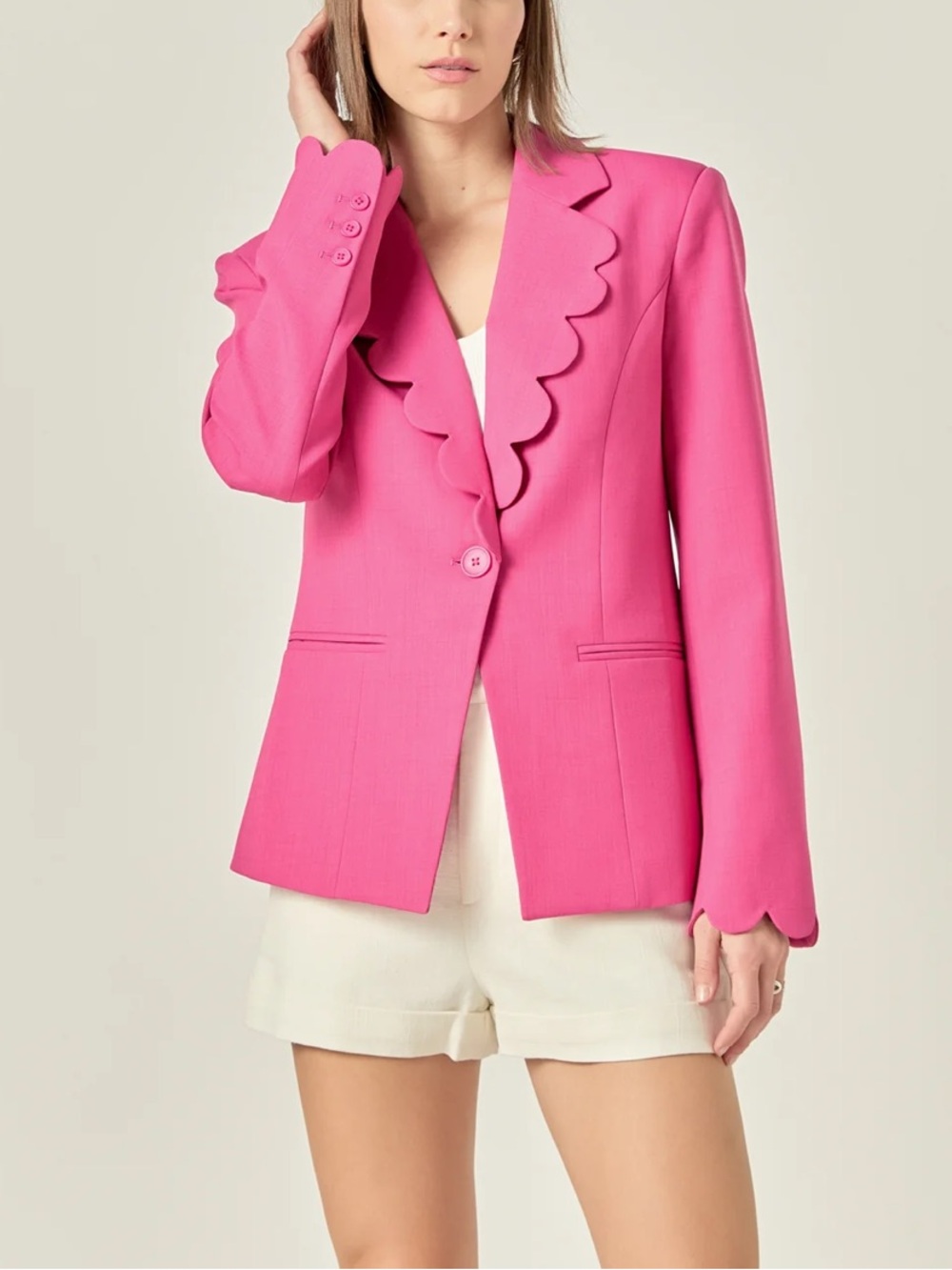 English Factory NEW Women's Scallop Detailed Single Button Jacket Size Medium